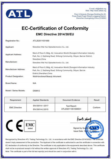China Shenzhen Mei Hui Optoelectronics Co., Ltd Zertifizierungen